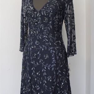 Aidan Mattox Midnight Blue Floral Dress